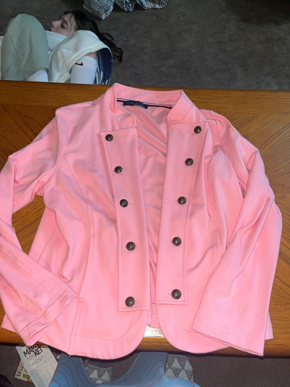 Tommy Hilfiger Pink Double-Breasted Military-Style soft Blazer